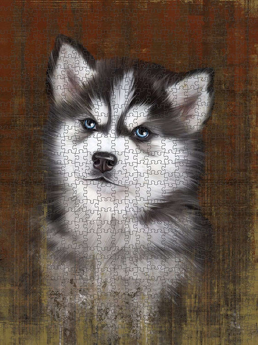 Rustic Siberian Husky Dog Puzzle with Photo Tin PUZL48642