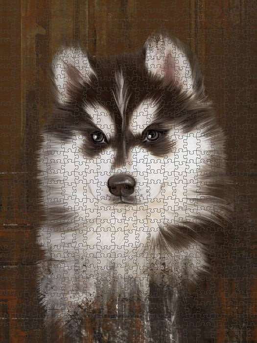 Rustic Siberian Husky Dog Puzzle with Photo Tin PUZL48645