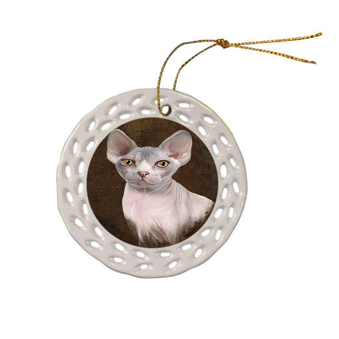 Rustic Sphynx Cat Ceramic Doily Ornament DPOR54484