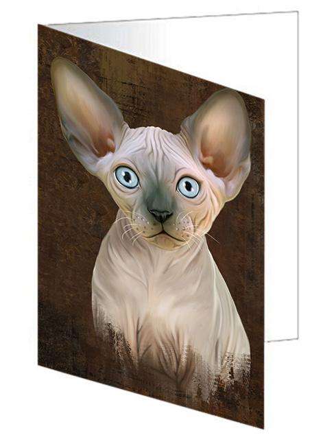 Rustic Sphynx Cat Handmade Artwork Assorted Pets Greeting Cards and Note Cards with Envelopes for All Occasions and Holiday Seasons GCD67493