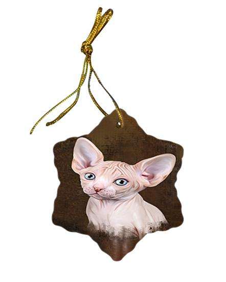Rustic Sphynx Cat Star Porcelain Ornament SPOR54477