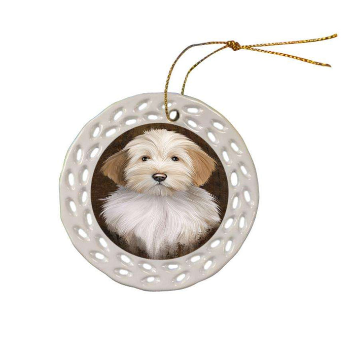 Rustic Tibetan Terrier Dog Ceramic Doily Ornament DPOR54493