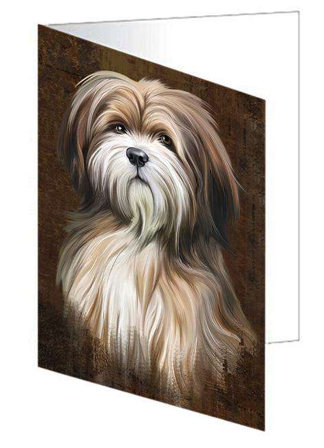 Rustic Tibetan Terrier Dog Handmade Artwork Assorted Pets Greeting Cards and Note Cards with Envelopes for All Occasions and Holiday Seasons GCD67496
