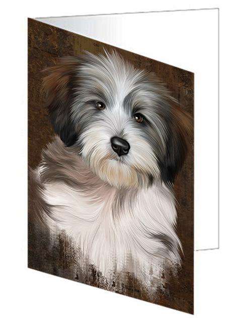 Rustic Tibetan Terrier Dog Handmade Artwork Assorted Pets Greeting Cards and Note Cards with Envelopes for All Occasions and Holiday Seasons GCD67499