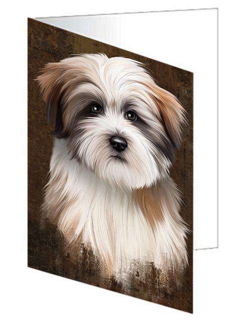 Rustic Tibetan Terrier Dog Handmade Artwork Assorted Pets Greeting Cards and Note Cards with Envelopes for All Occasions and Holiday Seasons GCD67502