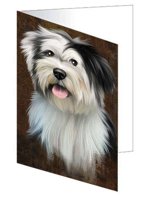 Rustic Tibetan Terrier Dog Handmade Artwork Assorted Pets Greeting Cards and Note Cards with Envelopes for All Occasions and Holiday Seasons GCD67505