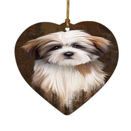 Rustic Tibetan Terrier Dog Heart Christmas Ornament HPOR54491