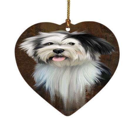 Rustic Tibetan Terrier Dog Heart Christmas Ornament HPOR54492