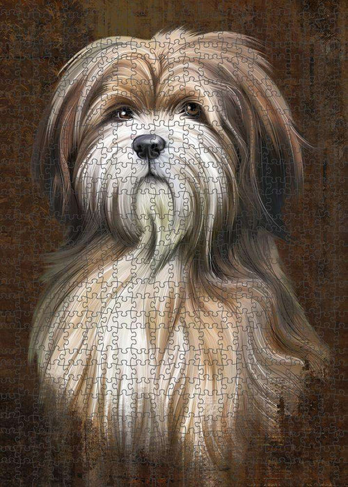 Rustic Tibetan Terrier Dog Puzzle with Photo Tin PUZL85112