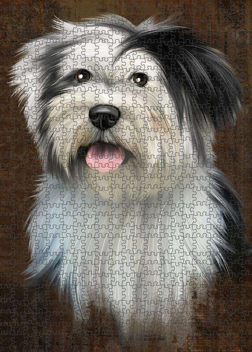 Rustic Tibetan Terrier Dog Puzzle with Photo Tin PUZL85124