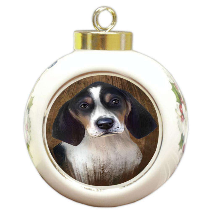 Rustic Treeing Walker Coonhound Dog Round Ball Christmas Ornament RBPOR49584