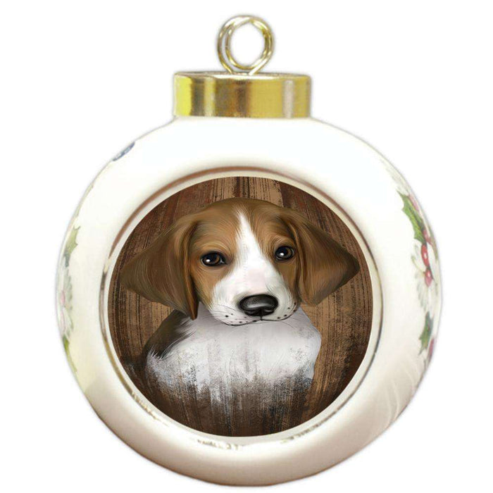 Rustic Treeing Walker Coonhound Dog Round Ball Christmas Ornament RBPOR49585
