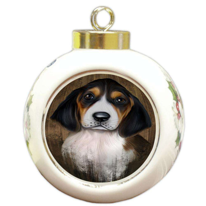 Rustic Treeing Walker Coonhound Dog Round Ball Christmas Ornament RBPOR49586