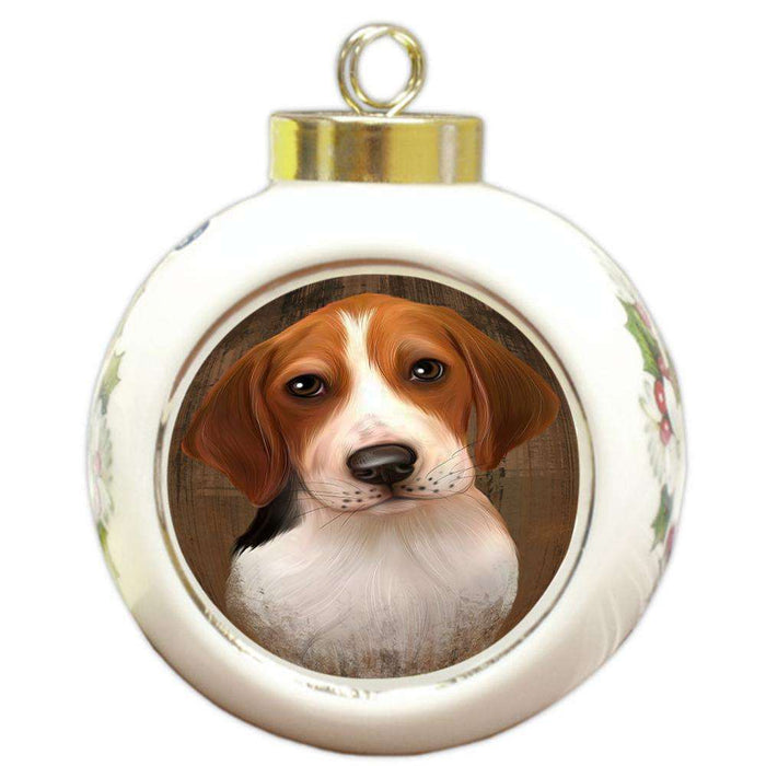 Rustic Treeing Walker Coonhound Dog Round Ball Christmas Ornament RBPOR49587