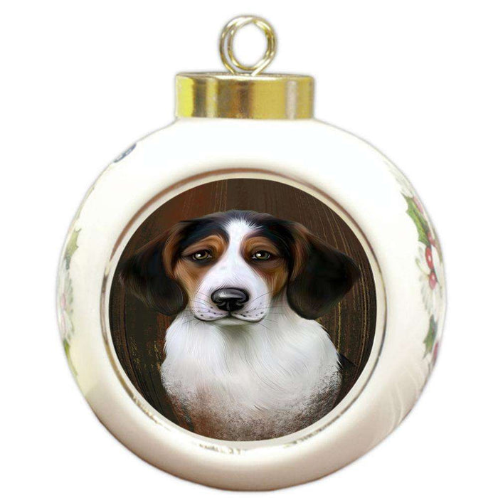 Rustic Treeing Walker Coonhound Dog Round Ball Christmas Ornament RBPOR50491