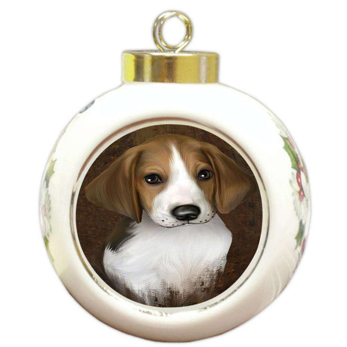 Rustic Treeing Walker Coonhound Dog Round Ball Christmas Ornament RBPOR54494