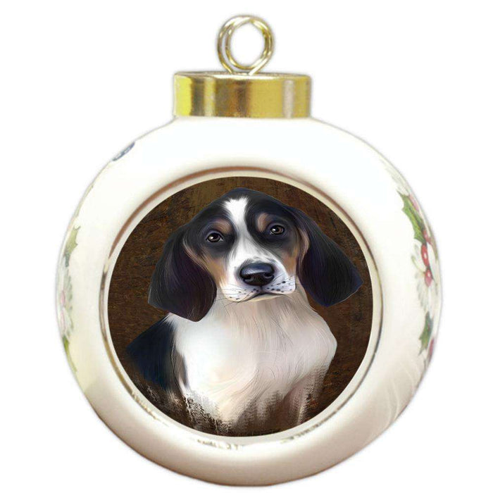 Rustic Treeing Walker Coonhound Dog Round Ball Christmas Ornament RBPOR54495