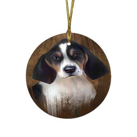 Rustic Treeing Walker Coonhound Dog Round Flat Christmas Ornament RFPOR49575