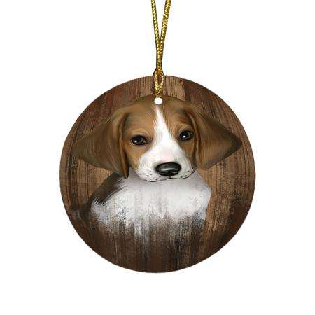 Rustic Treeing Walker Coonhound Dog Round Flat Christmas Ornament RFPOR49576