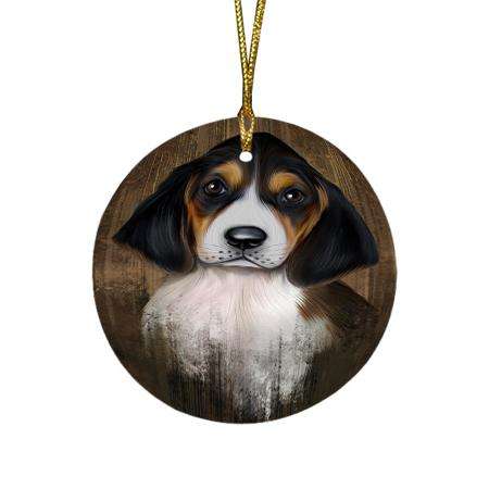 Rustic Treeing Walker Coonhound Dog Round Flat Christmas Ornament RFPOR49577