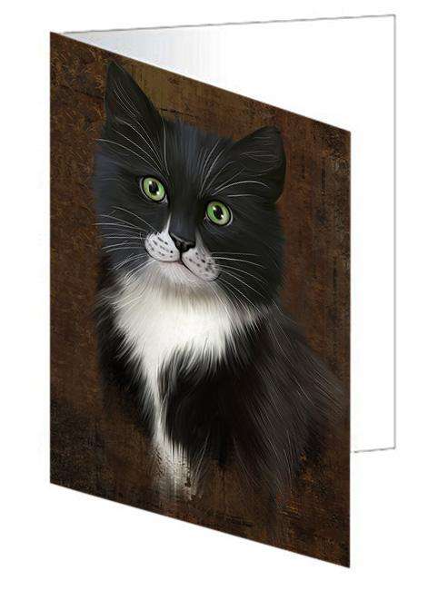 Rustic Tuxedo Cat Handmade Artwork Assorted Pets Greeting Cards and Note Cards with Envelopes for All Occasions and Holiday Seasons GCD67517