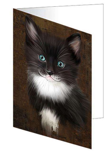 Rustic Tuxedo Cat Handmade Artwork Assorted Pets Greeting Cards and Note Cards with Envelopes for All Occasions and Holiday Seasons GCD67520