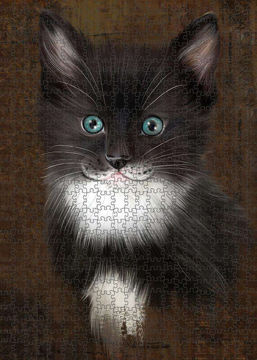 Rustic Tuxedo Cat Puzzle with Photo Tin PUZL85144