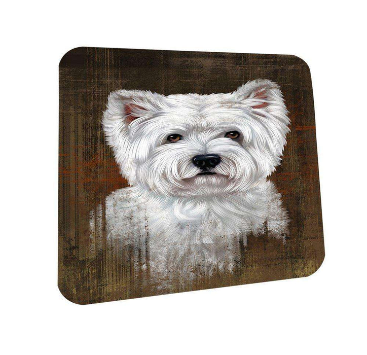 Rustic West Highland White Terrier Dog Coasters Set of 4 CST48232