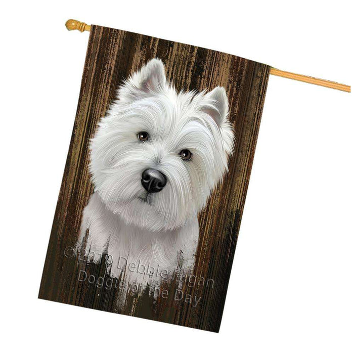 Rustic West Highland White Terrier Dog House Flag FLG50623