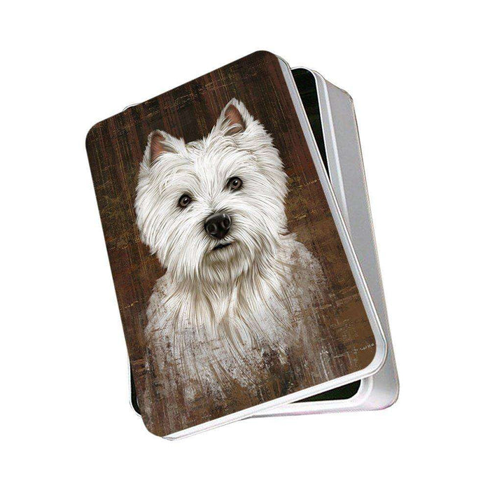 Rustic West Highland White Terrier Dog Photo Storage Tin PITN48269