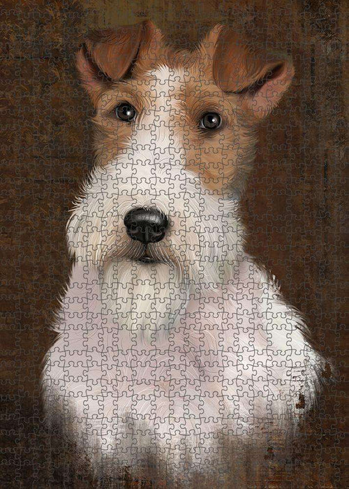 Rustic Wire Fox Terrier Dog Puzzle with Photo Tin PUZL85172