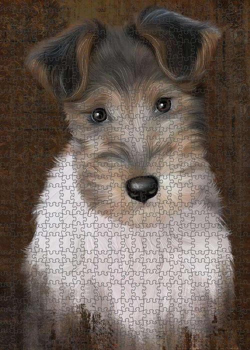 Rustic Wire Fox Terrier Dog Puzzle with Photo Tin PUZL85180