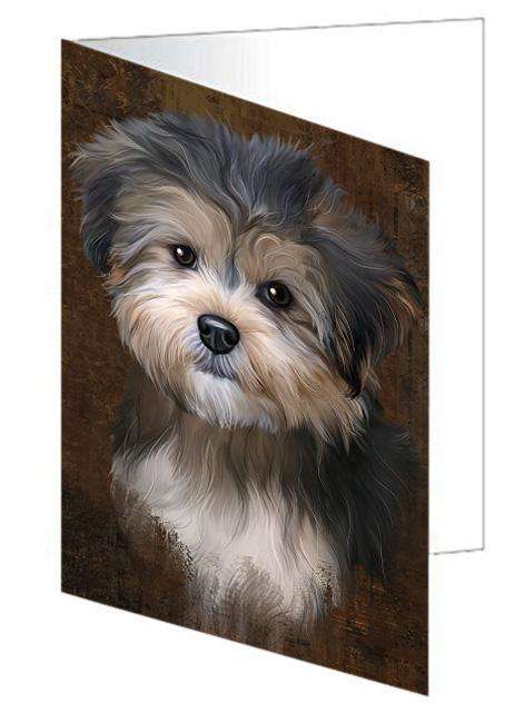 Rustic Yorkipoo Dog Handmade Artwork Assorted Pets Greeting Cards and Note Cards with Envelopes for All Occasions and Holiday Seasons GCD67559