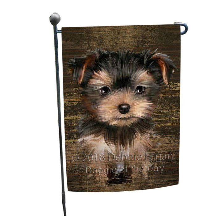 Rustic Yorkshire Terrier Dog Garden Flag GFLG50386