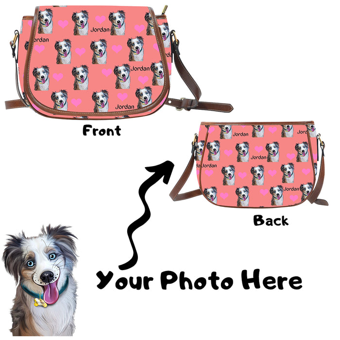 Custom Add Your Photo Here PET Dog Cat Photos on Saddle Bag