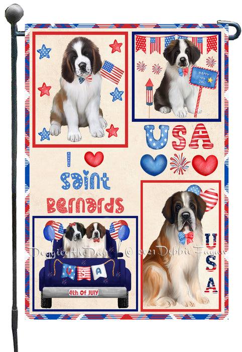 4th of July Independence Day I Love USA Saint Bernard Dogs Garden Flag GFLG66933