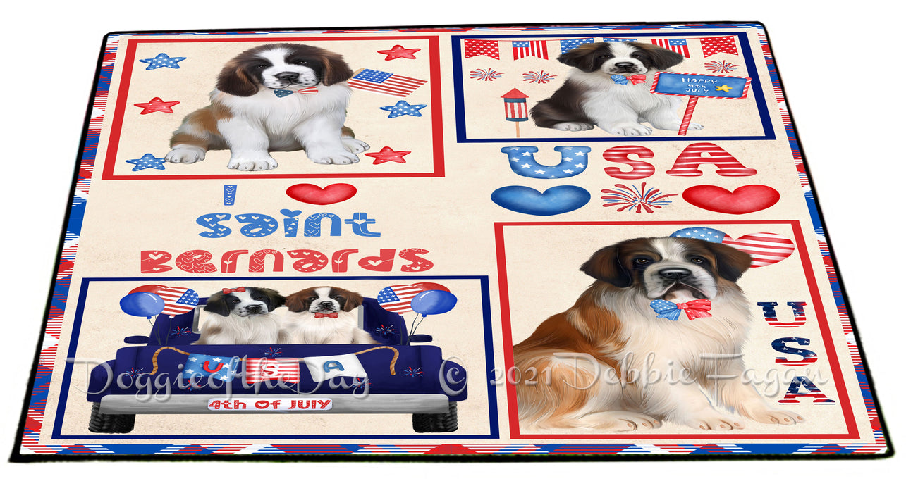 4th of July Independence Day I Love USA Saint Bernard Dogs Floormat FLMS56305 Floormat FLMS56305