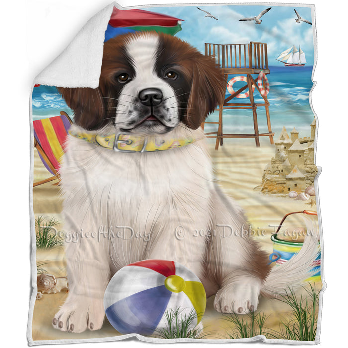 Pet Friendly Beach Saint Bernard Dog Blanket BLNKT53184