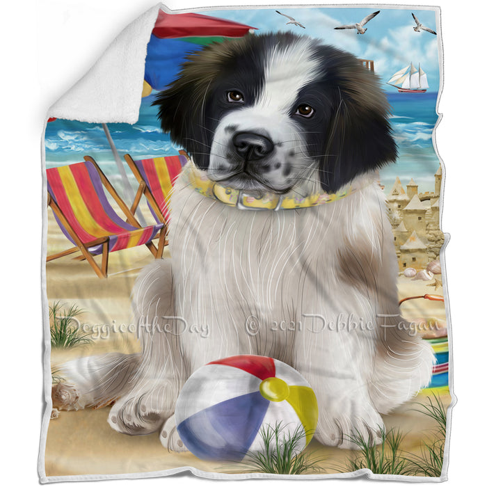 Pet Friendly Beach Saint Bernard Dog Blanket BLNKT53193