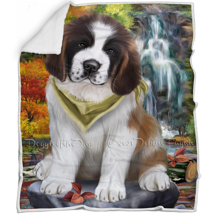 Scenic Waterfall Saint Bernard Dog Blanket BLNKT60969