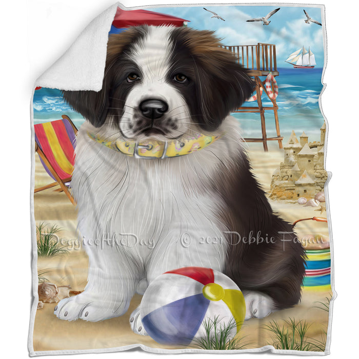 Pet Friendly Beach Saint Bernard Dog Blanket BLNKT53202