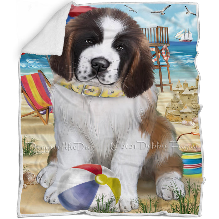 Pet Friendly Beach Saint Bernard Dog Blanket BLNKT53211