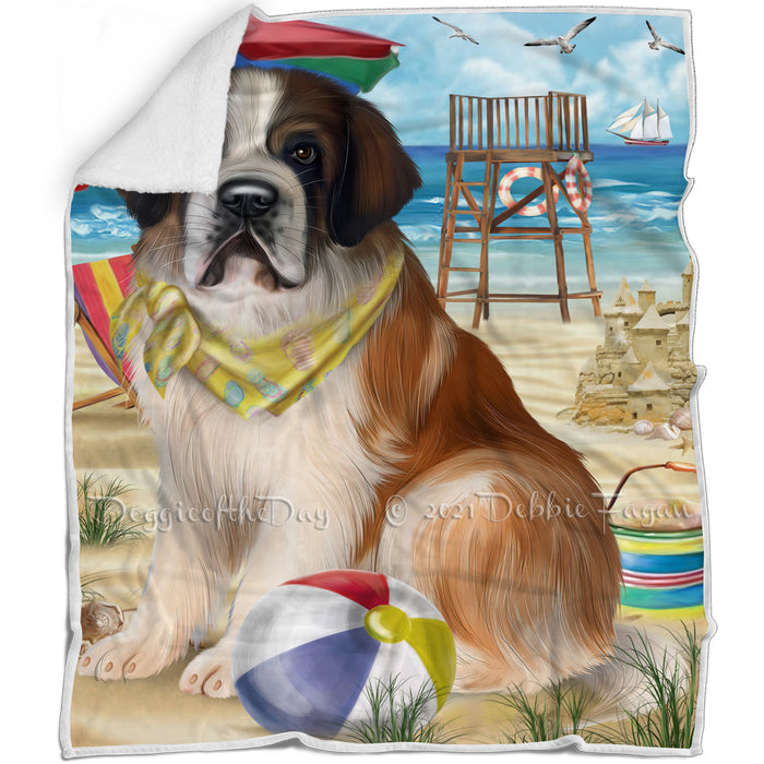 Pet Friendly Beach Saint Bernard Dog Blanket BLNKT53220