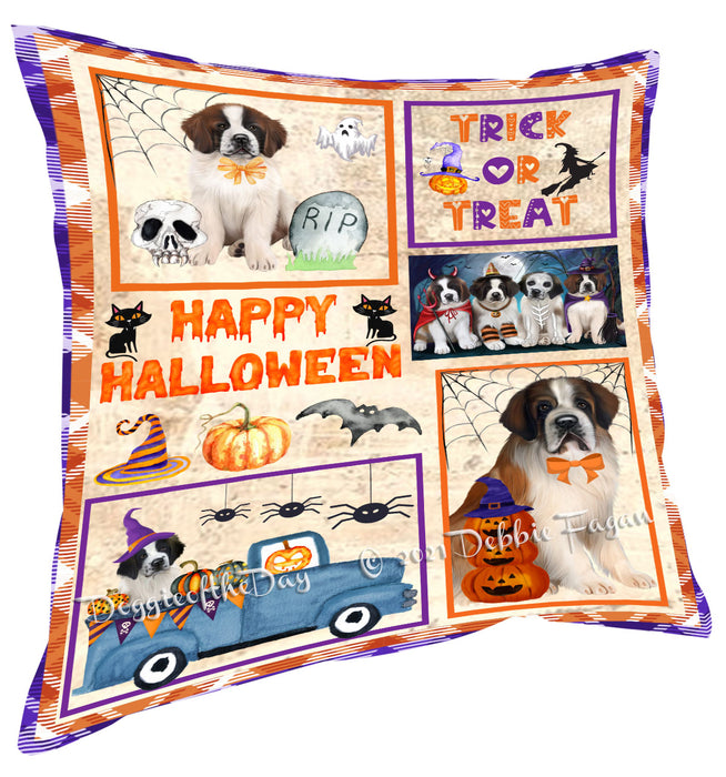 Happy Halloween Trick or Treat Saint Bernard Dogs Pillow with Top Quality High-Resolution Images - Ultra Soft Pet Pillows for Sleeping - Reversible & Comfort - Ideal Gift for Dog Lover - Cushion for Sofa Couch Bed - 100% Polyester, PILA88351