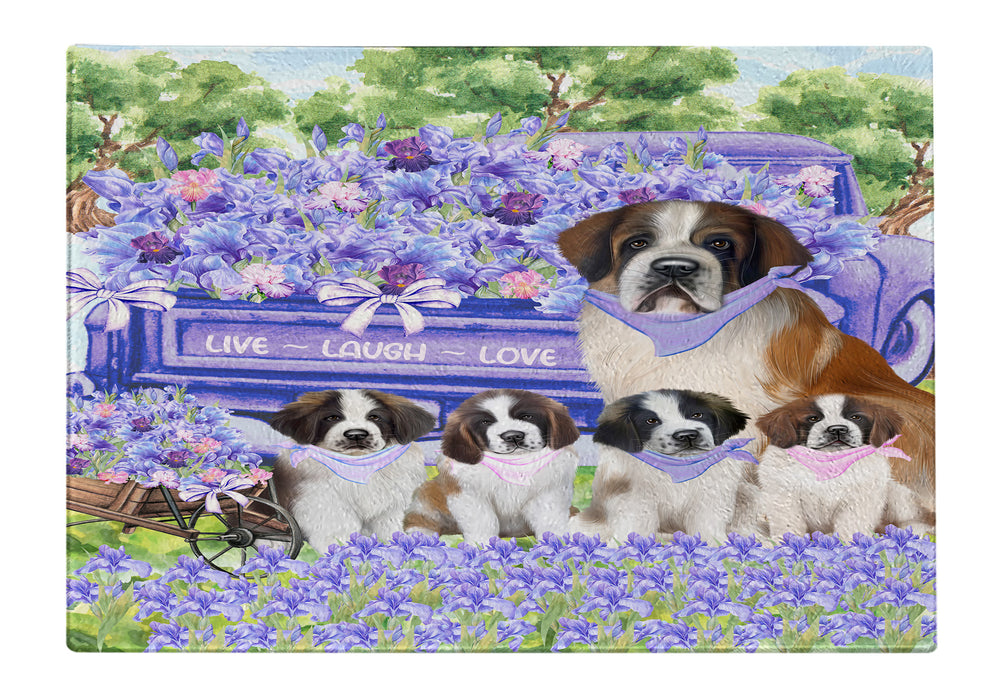 Saint Bernard Cutting Board: Explore a Variety of Designs, Custom, Personalized, Kitchen Tempered Glass Scratch and Stain Resistant, Gift for Dog and Pet Lovers