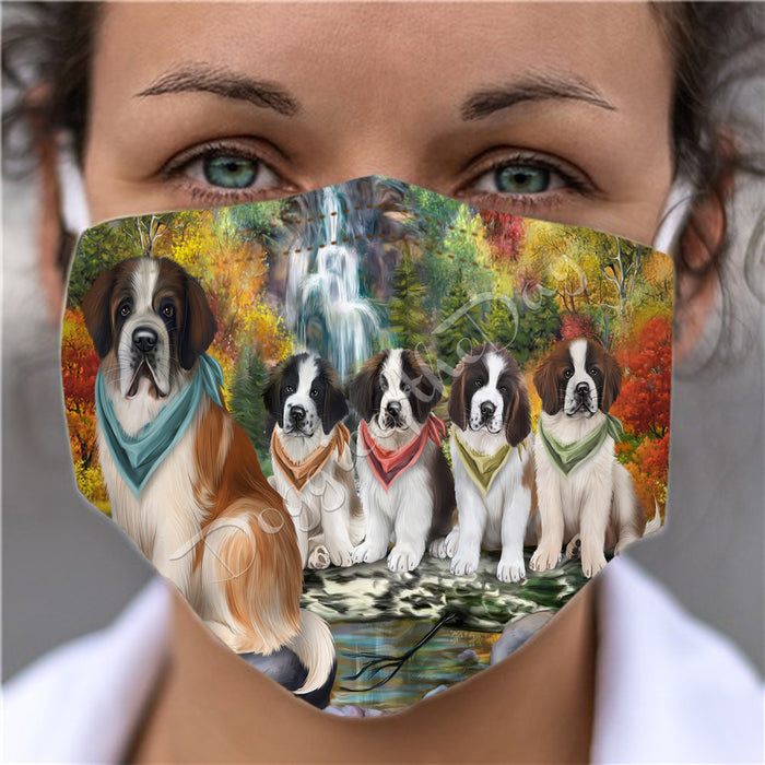 Scenic Waterfall Saint Bernard Dogs Face Mask FM49333