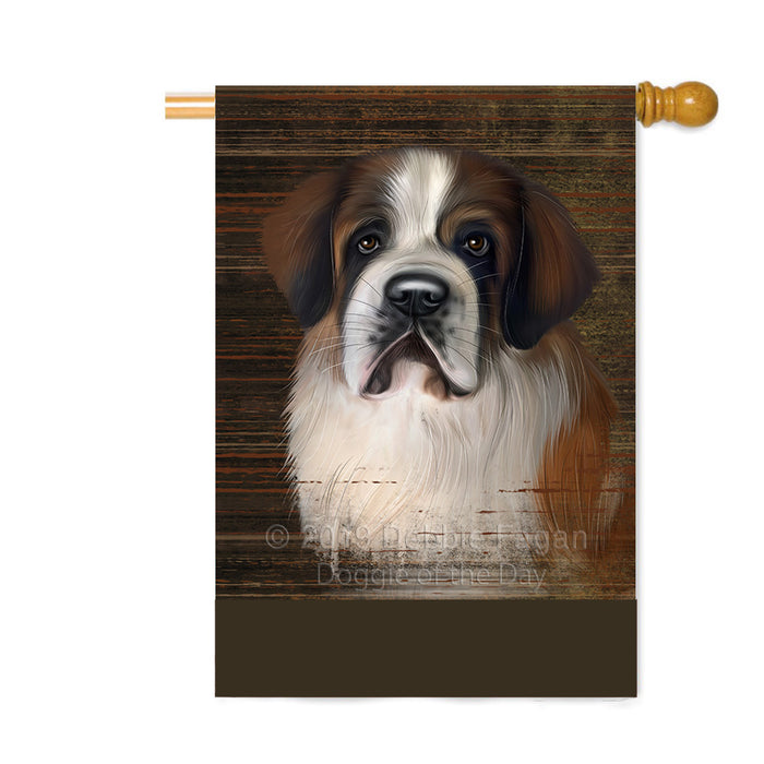 Personalized Rustic Saint Bernard Dog Custom House Flag FLG64687