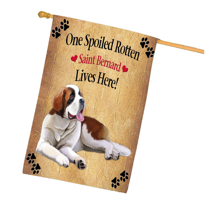 Spoiled Rotten Saint Bernard Dog House Flag Outdoor Decorative Double Sided Pet Portrait Weather Resistant Premium Quality Animal Printed Home Decorative Flags 100% Polyester FLG68476