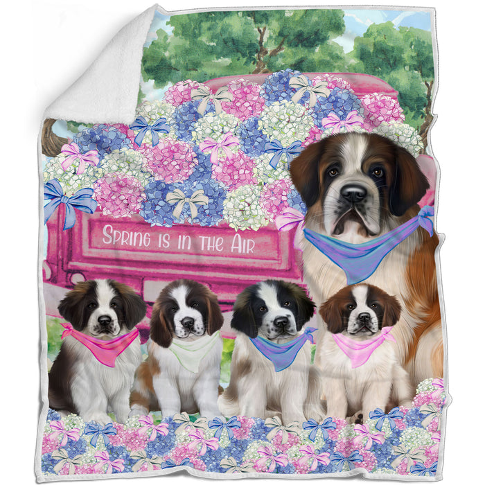 Saint Bernard Blanket: Explore a Variety of Designs, Personalized, Custom Bed Blankets, Cozy Sherpa, Fleece and Woven, Dog Gift for Pet Lovers