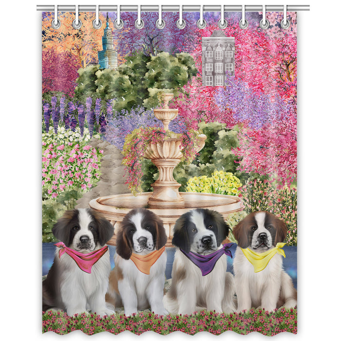 Saint Bernard Shower Curtain: Explore a Variety of Designs, Custom, Personalized, Waterproof Bathtub Curtains for Bathroom with Hooks, Gift for Dog and Pet Lovers